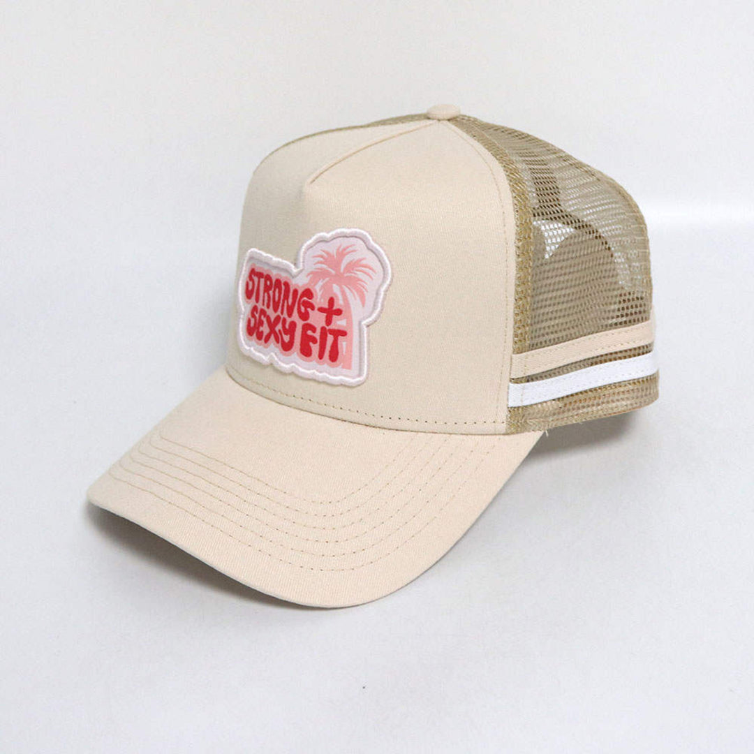 Strong + Sexy Fit Retro Palm Tree Trucker Hat