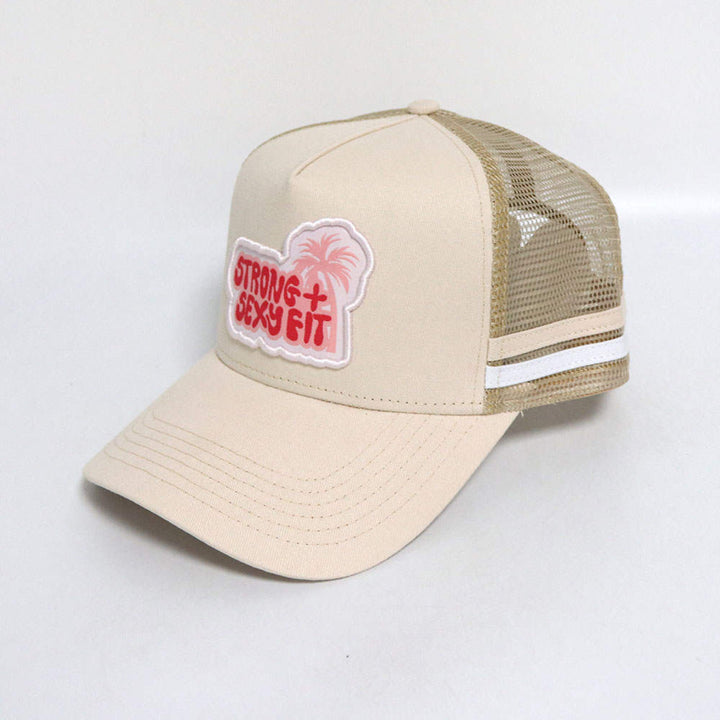 Strong + Sexy Fit Retro Palm Tree Trucker Hat