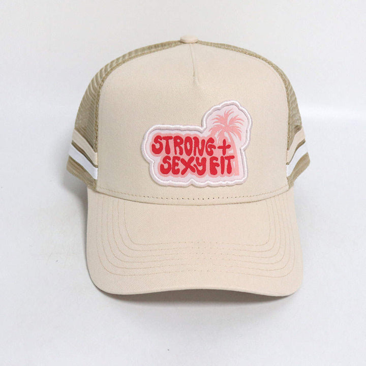 Strong + Sexy Fit Retro Palm Tree Trucker Hat