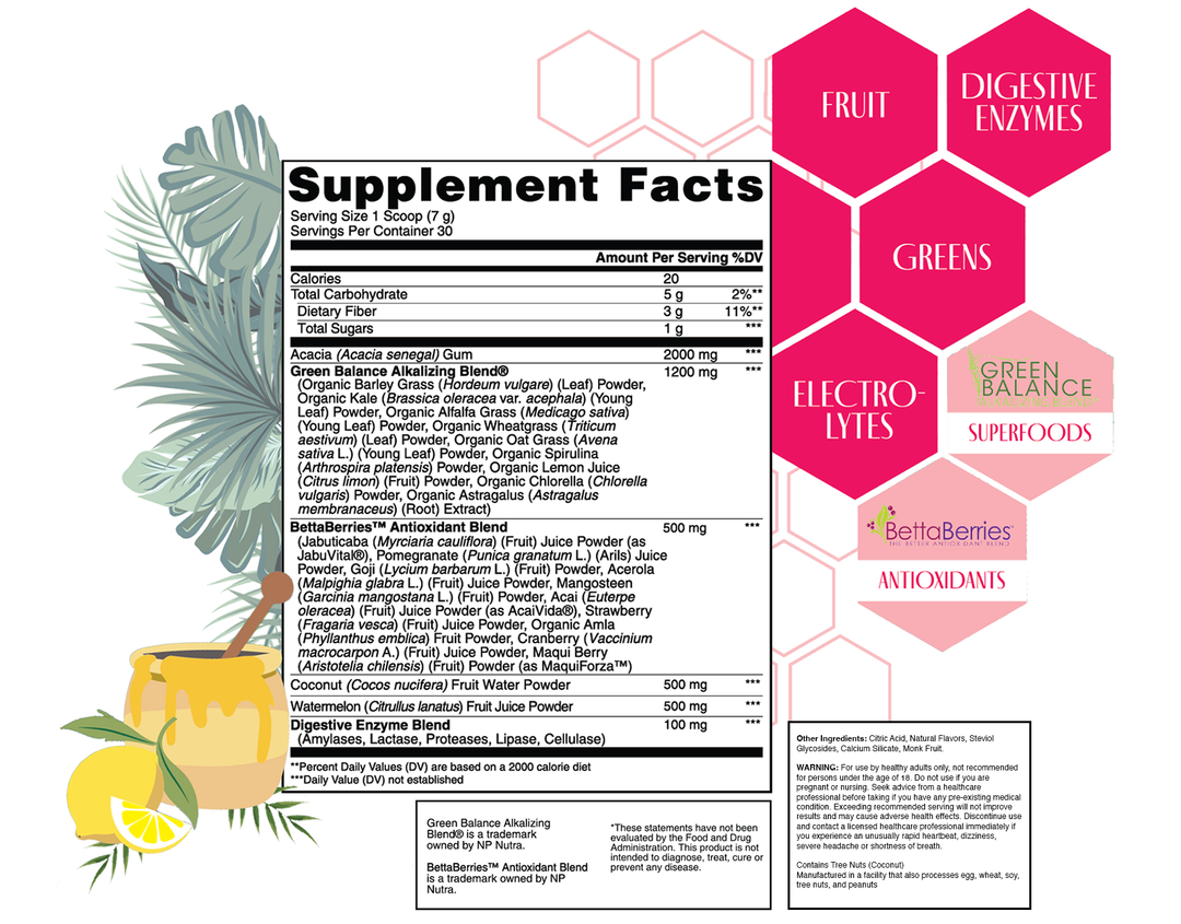 Greens Hawaiian Honey Tea. Strong + Sexy Fit Product Supplement Facts